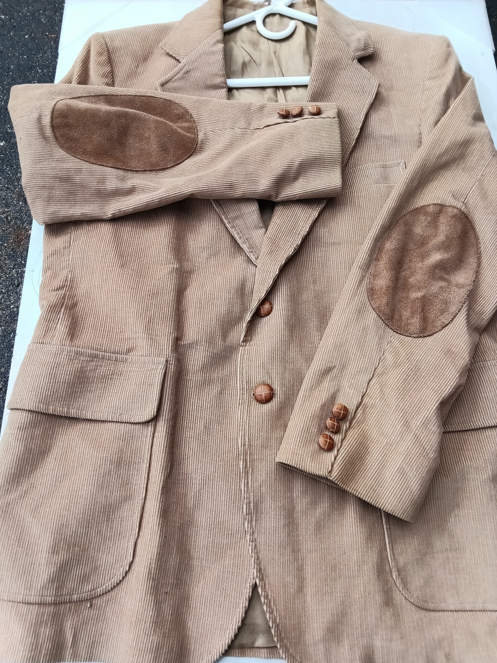 Men's Tan Corduroy Blazer with Elbow Patches